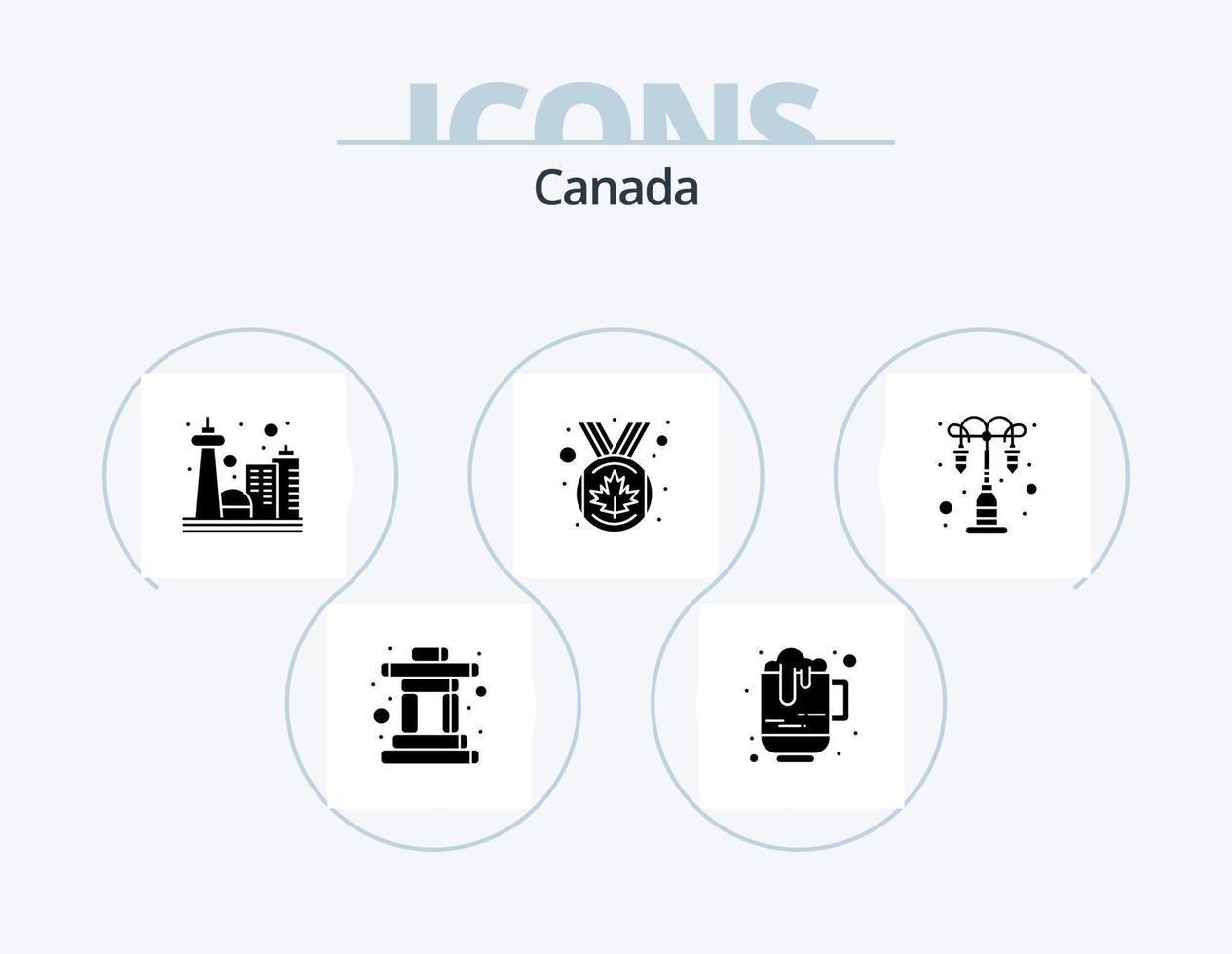 Canada Glyph Icon Pack 5 Icon Design. lamp. canada leaf. canada. medal. award vector