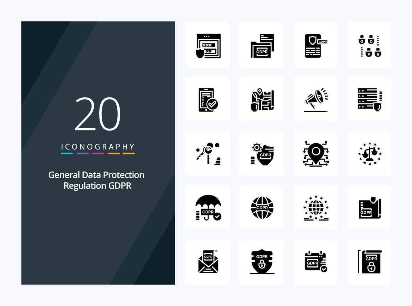 20 Gdpr Solid Glyph icon for presentation vector