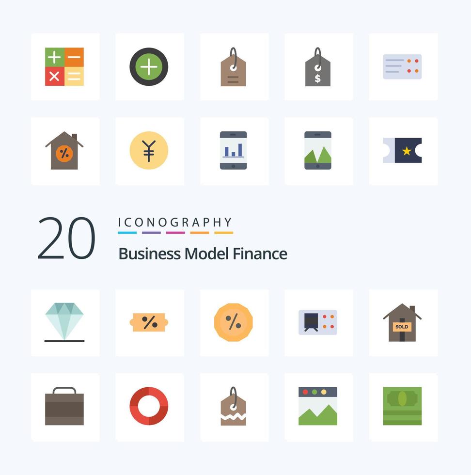 20 Finance Flat Color icon Pack like million case percent sold house vector