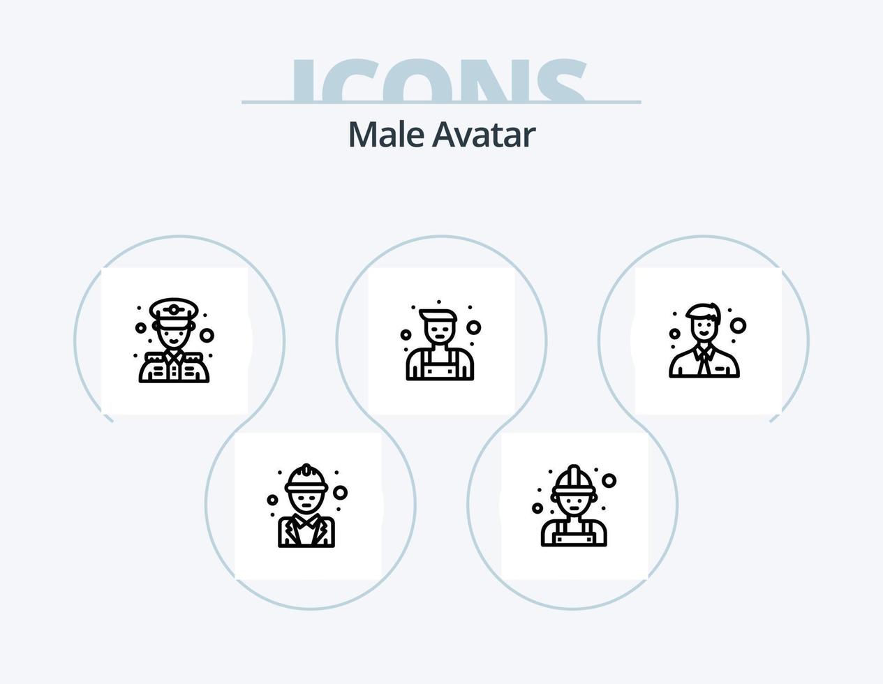 Male Avatar Line Icon Pack 5 Icon Design. man. logistic. chief. delivery. manager vector