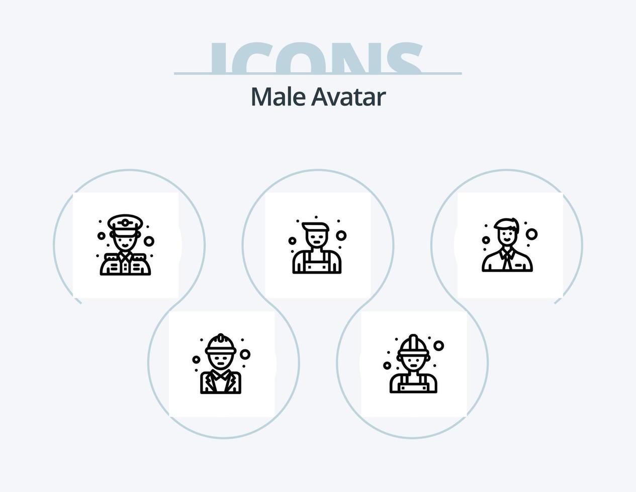 paquete de iconos de línea de avatar masculino 5 diseño de iconos. hombre. logístico. jefe. entrega. gerente vector