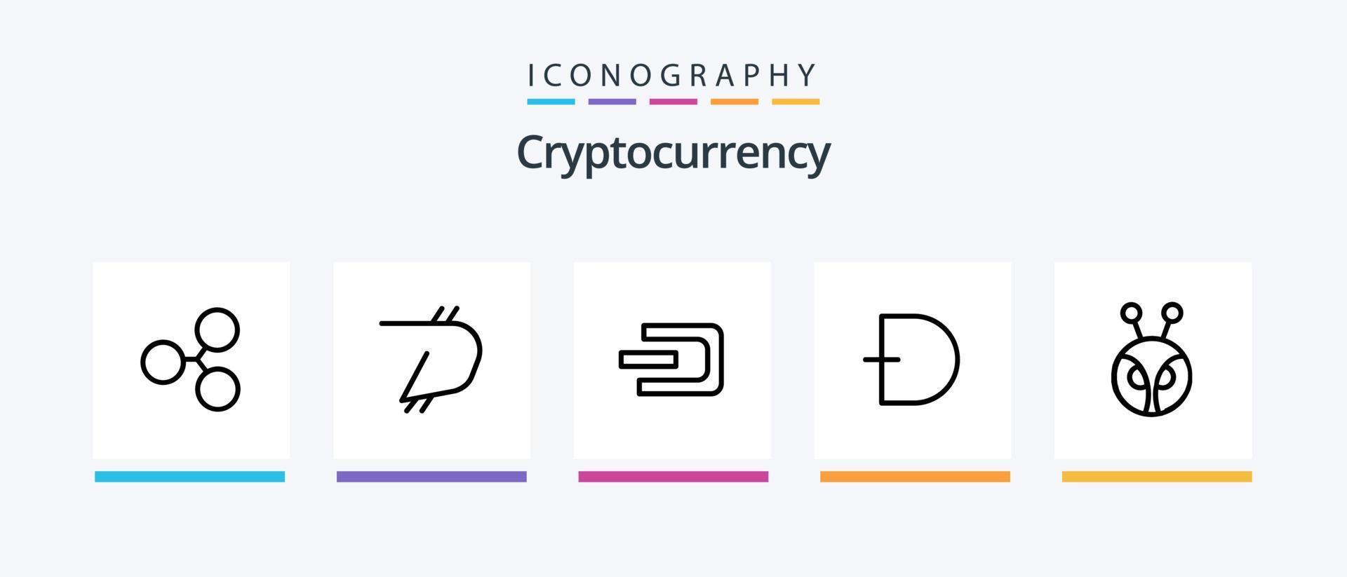 Cryptocurrency Line 5 Icon Pack Including coin. crypto currency. currency. crypto. z cash. Creative Icons Design vector