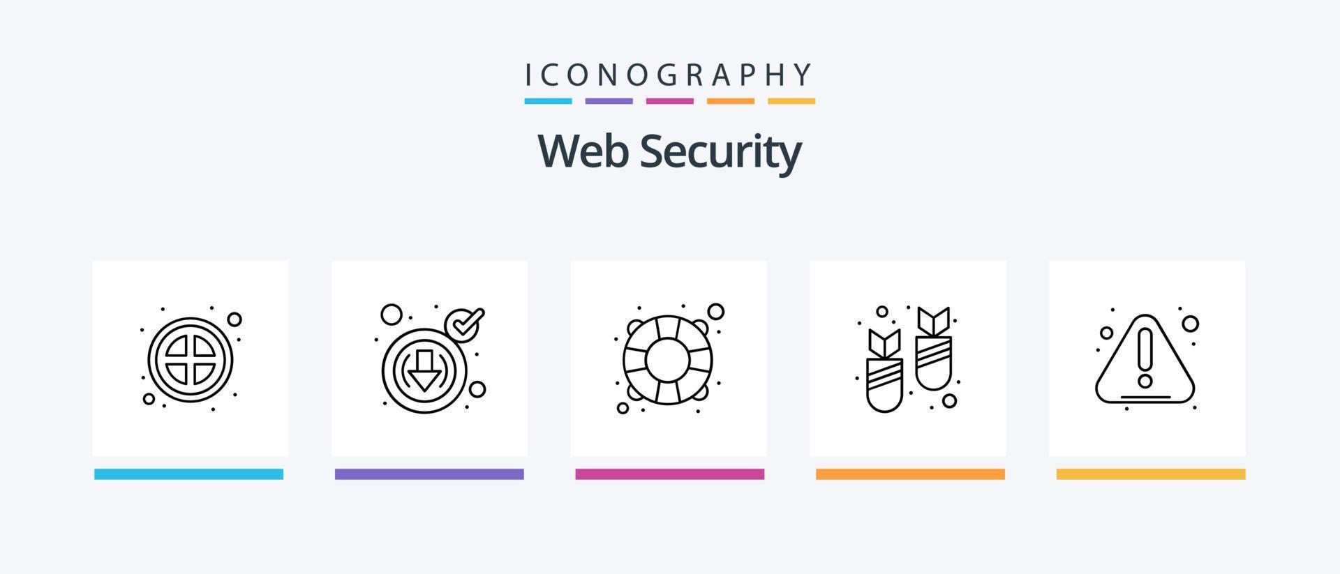 Web Security Line 5 Icon Pack Including document. security. check. screen. protection. Creative Icons Design vector