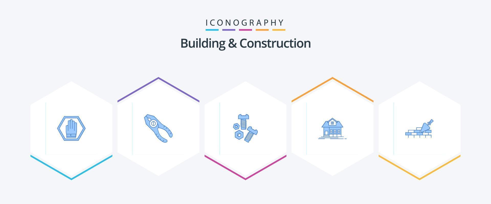 Building And Construction 25 Blue icon pack including real estate. house. repair. home. screw vector