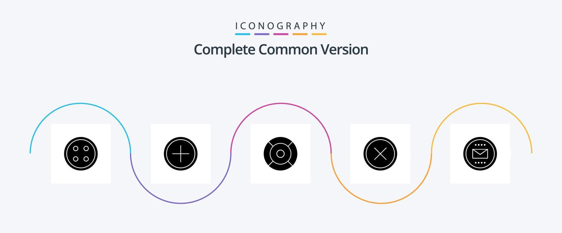 Complete Common Version Glyph 5 Icon Pack Including cross. circle. new. ux. help vector