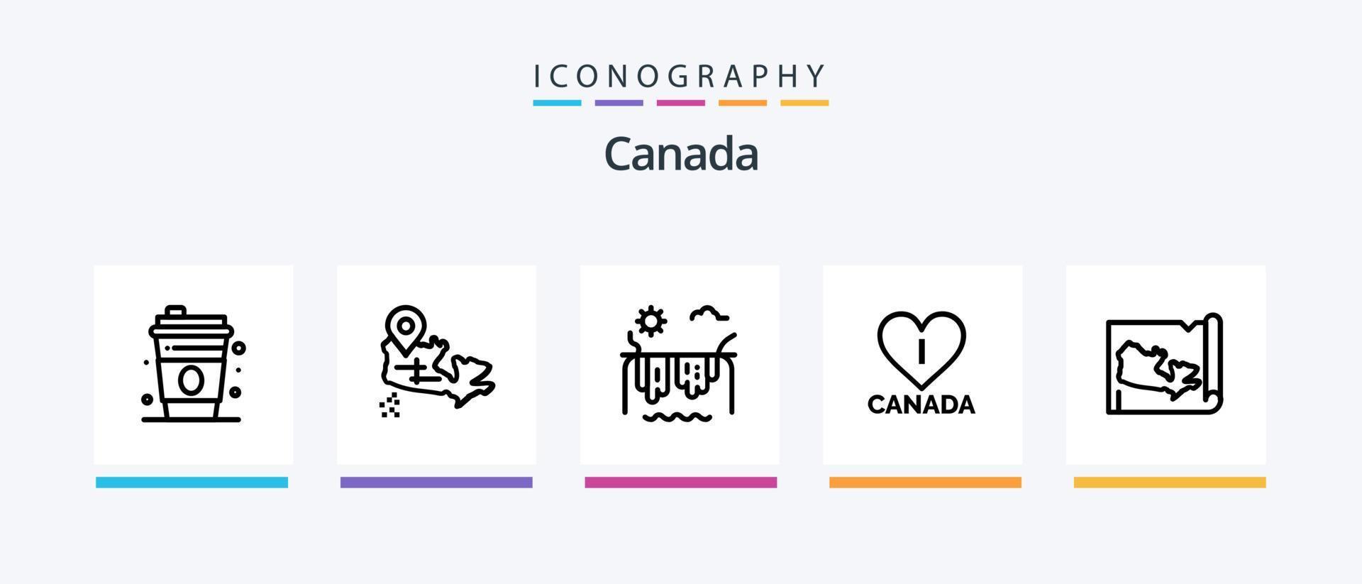 Canada Line 5 Icon Pack Including . river. co tower. duck. kayak. Creative Icons Design vector