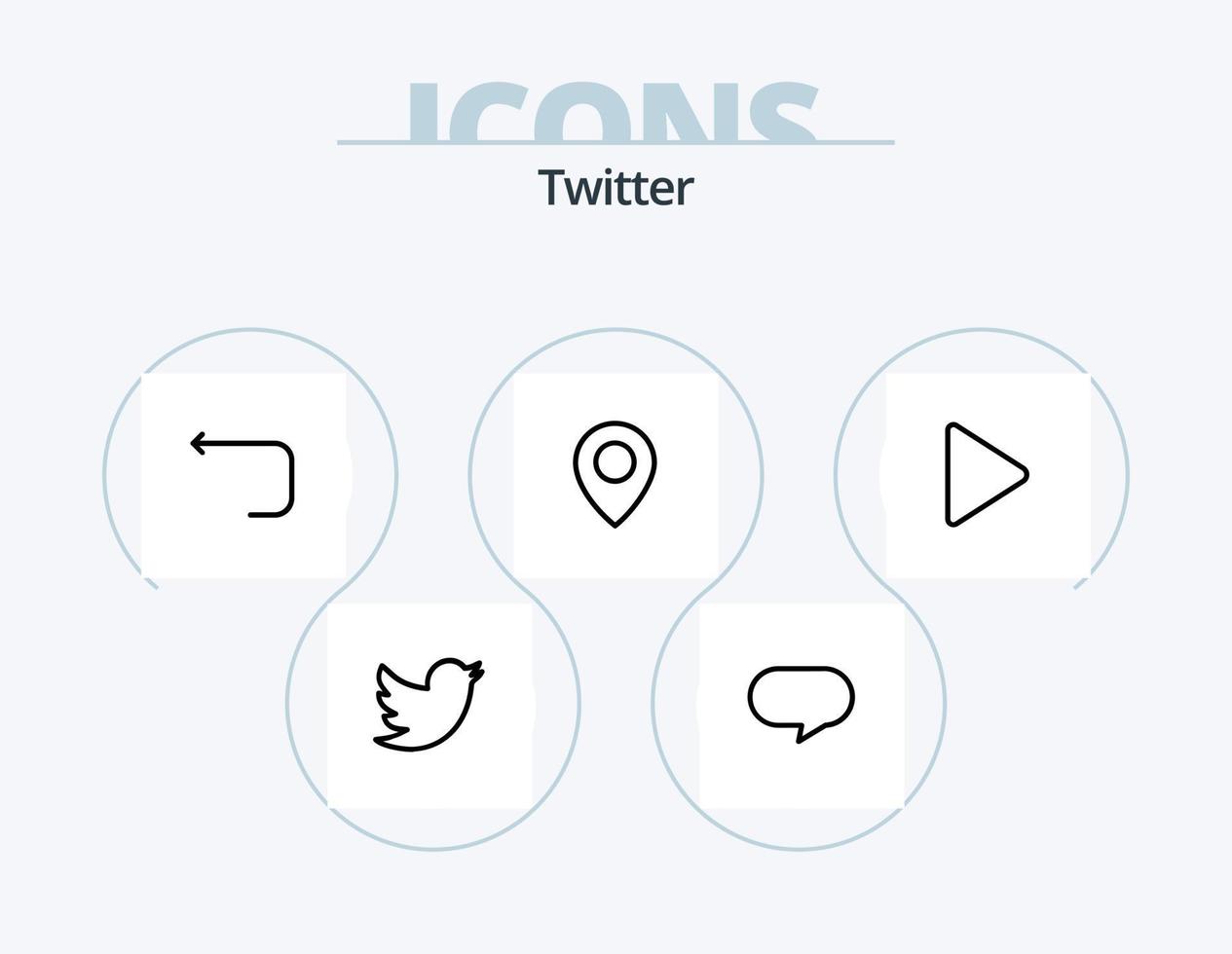 diseño de iconos del paquete de iconos de línea de twitter 5. . video. bucle. jugar. gorjeo vector