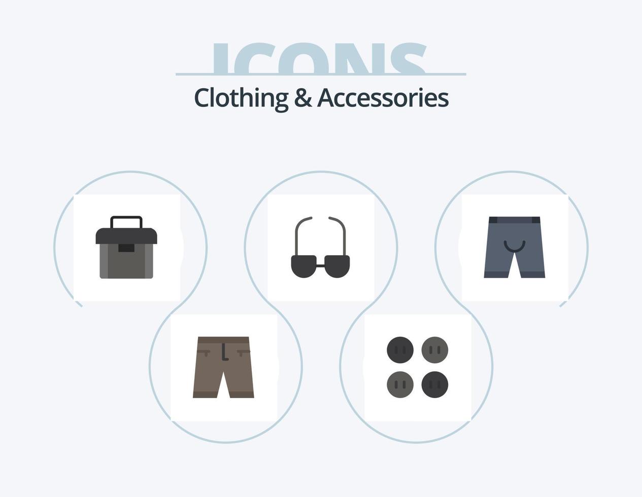 ropa y accesorios flat icon pack 5 diseño de iconos. ropa. accesorios. maletín. vista. anteojos vector