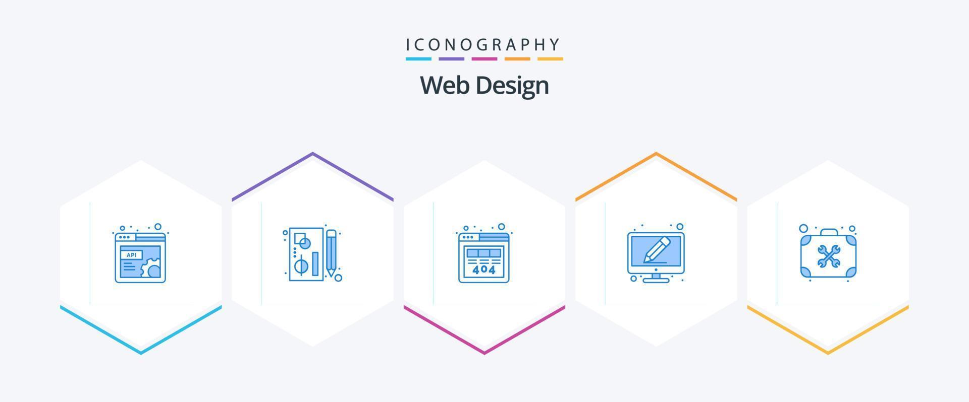 diseño web 25 paquete de iconos azules que incluye reparación. editar herramientas. error. escribir. editar vector