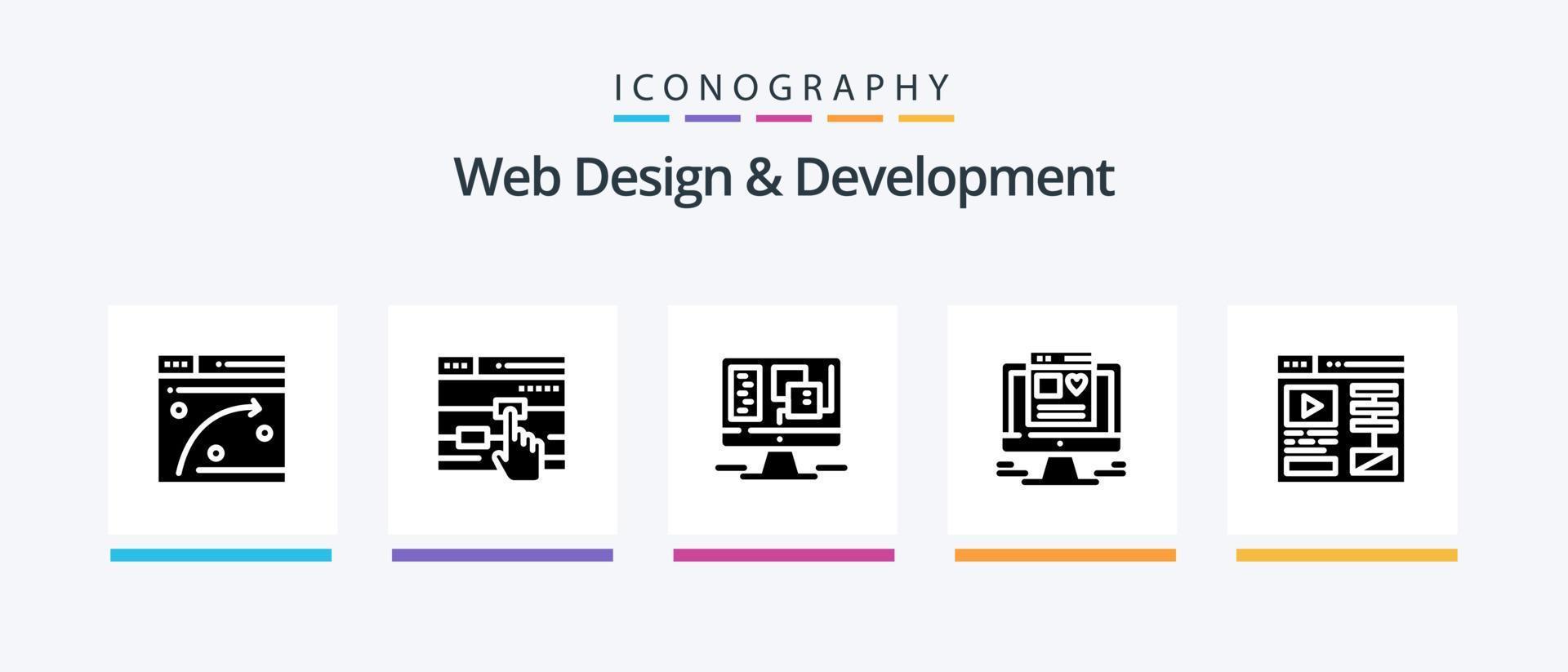 Web Design And Development Glyph 5 Icon Pack Including web . touch . web. design. Creative Icons Design vector