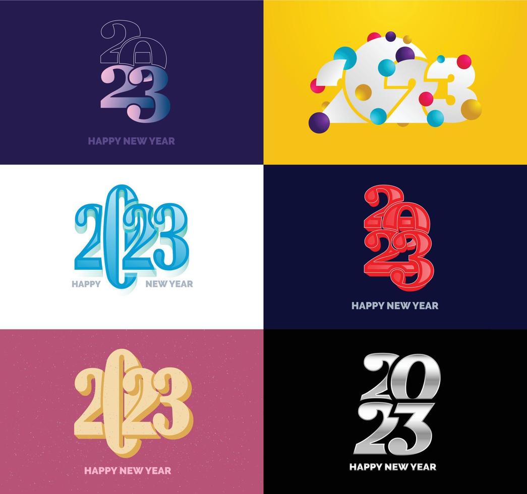 Big Collection of 2023 Happy New Year symbols Cover of business diary for 2023 with wishes vector