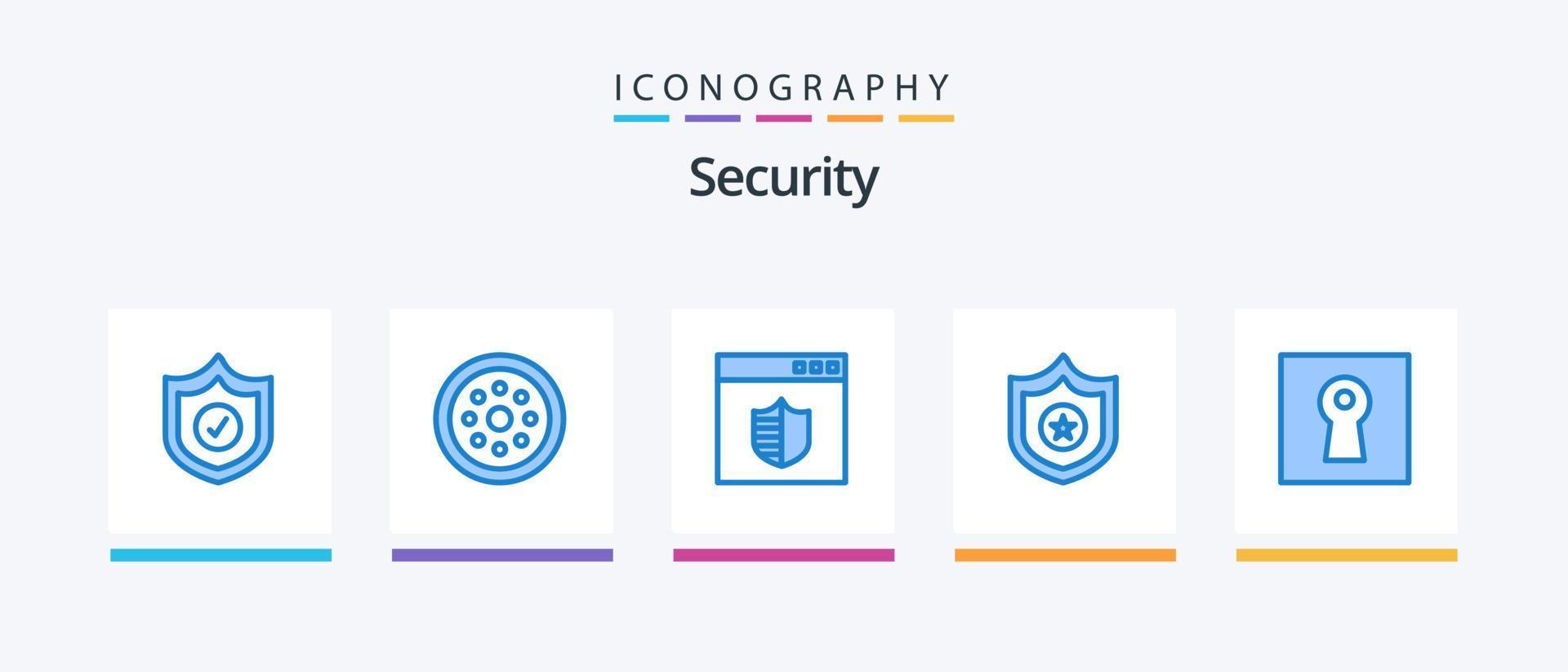 Security Blue 5 Icon Pack Including safe. key. browser. shield. police. Creative Icons Design vector