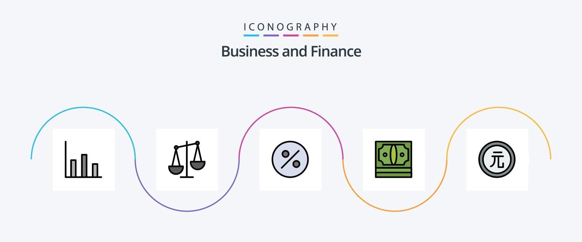 Finance Line Filled Flat 5 Icon Pack Including finance. coin. percent. business. money vector