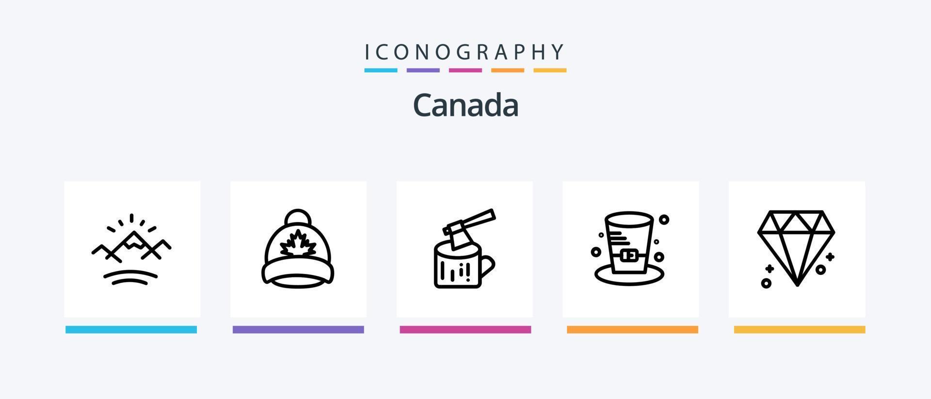 Canada Line 5 Icon Pack Including shield. leaf. king. security. rain. Creative Icons Design vector