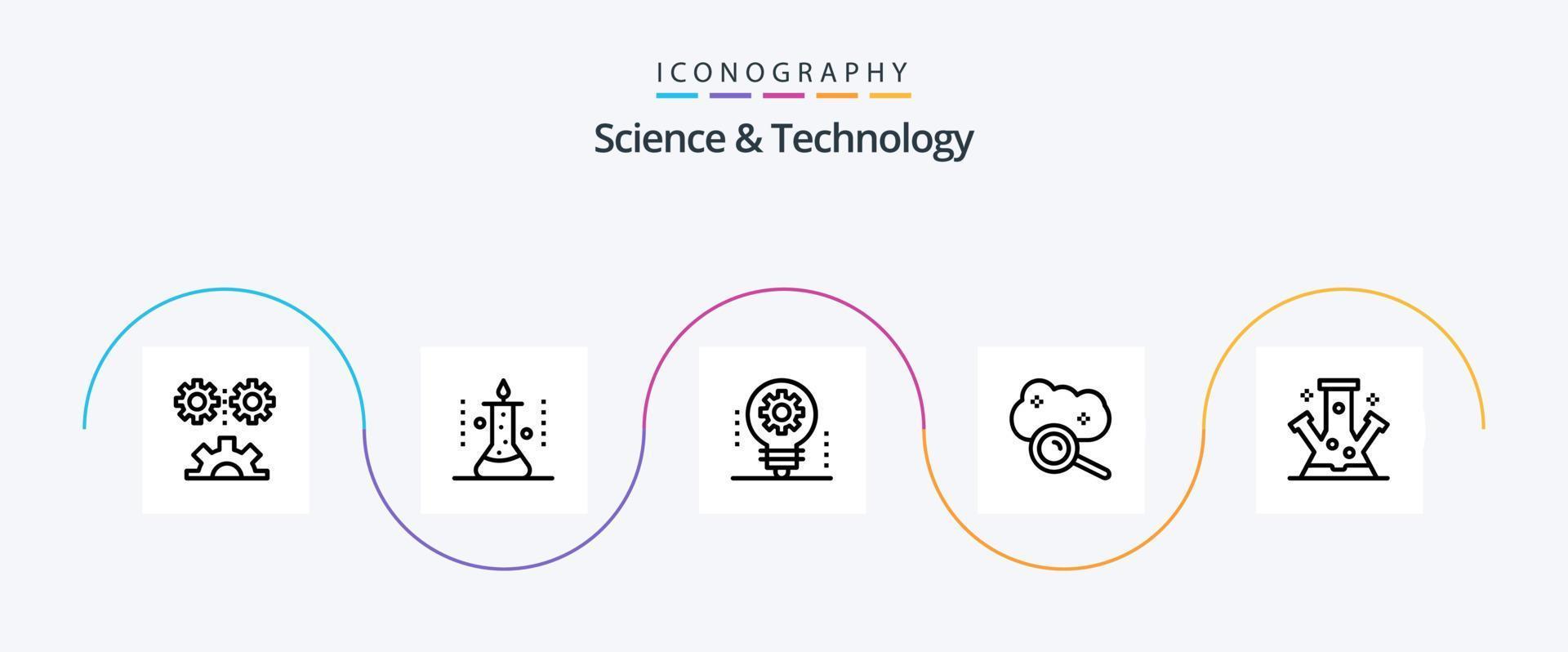 Science And Technology Line 5 Icon Pack Including cloud service. cloud computing. science experiment. robotics. electronics vector