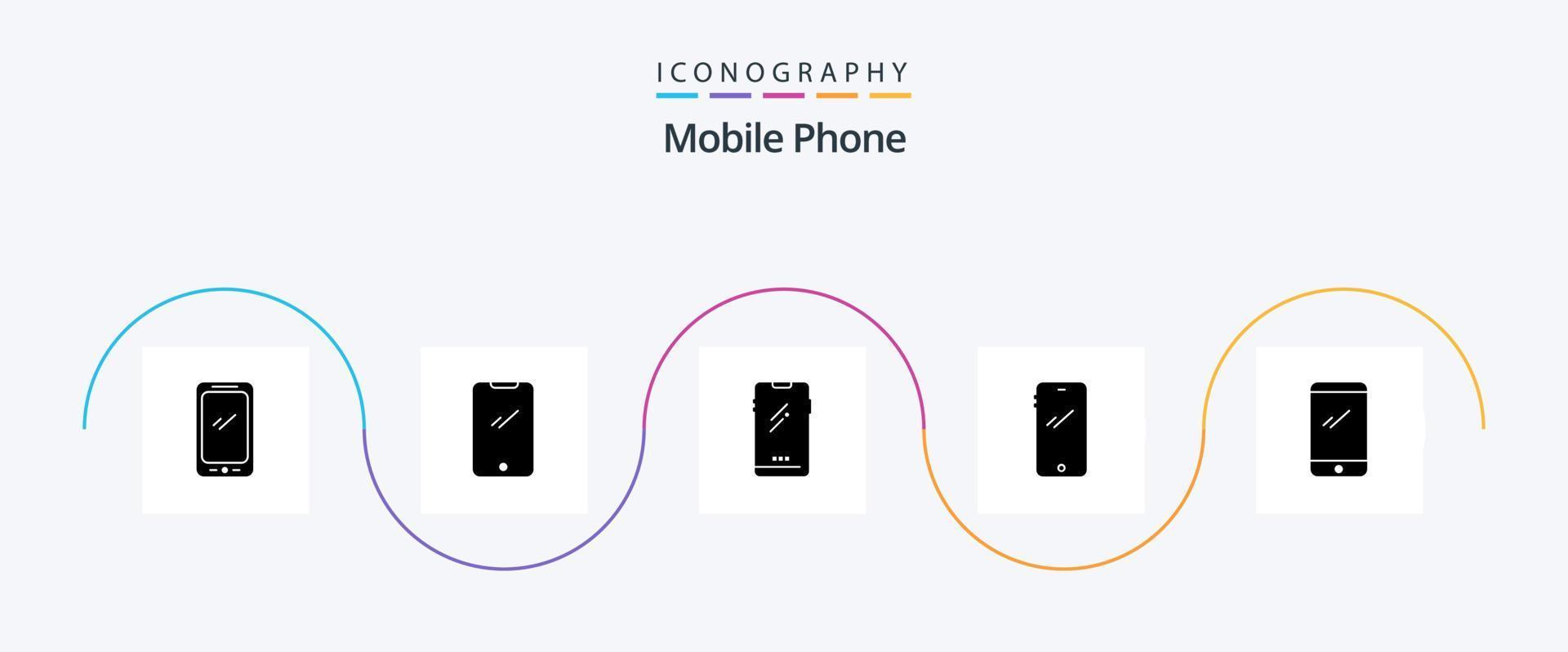 paquete de iconos de glifo 5 de teléfono móvil que incluye . vector