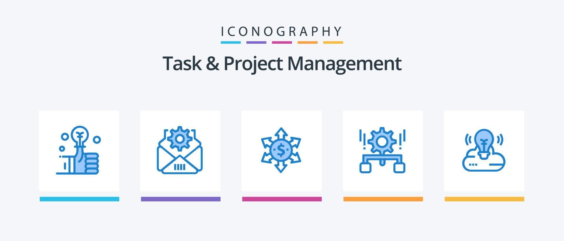 Task And Project Management Blue 5 Icon Pack Including cloud creative. bulb. money. share. management. Creative Icons Design vector