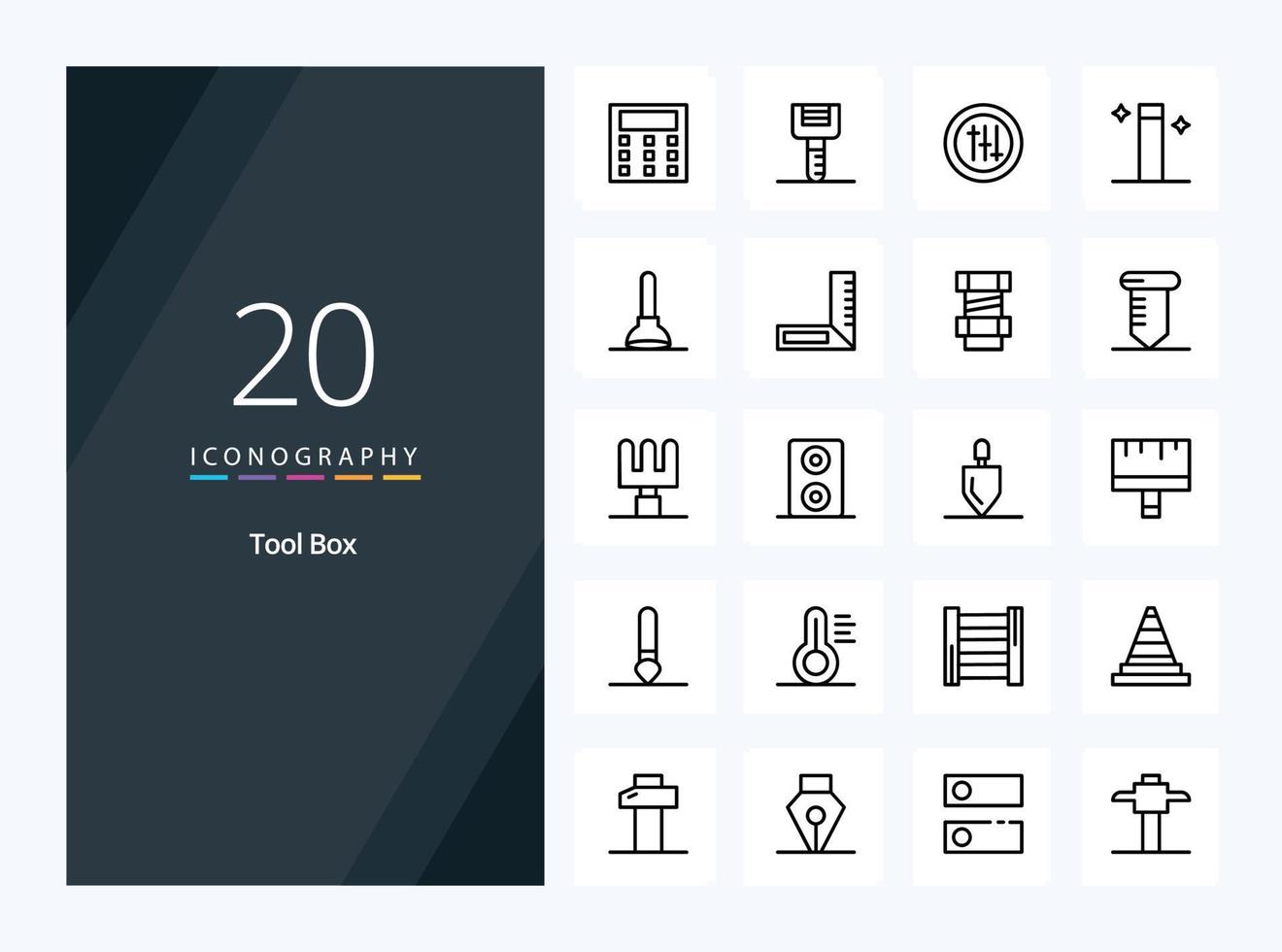 Icono de esquema de 20 herramientas para presentación vector