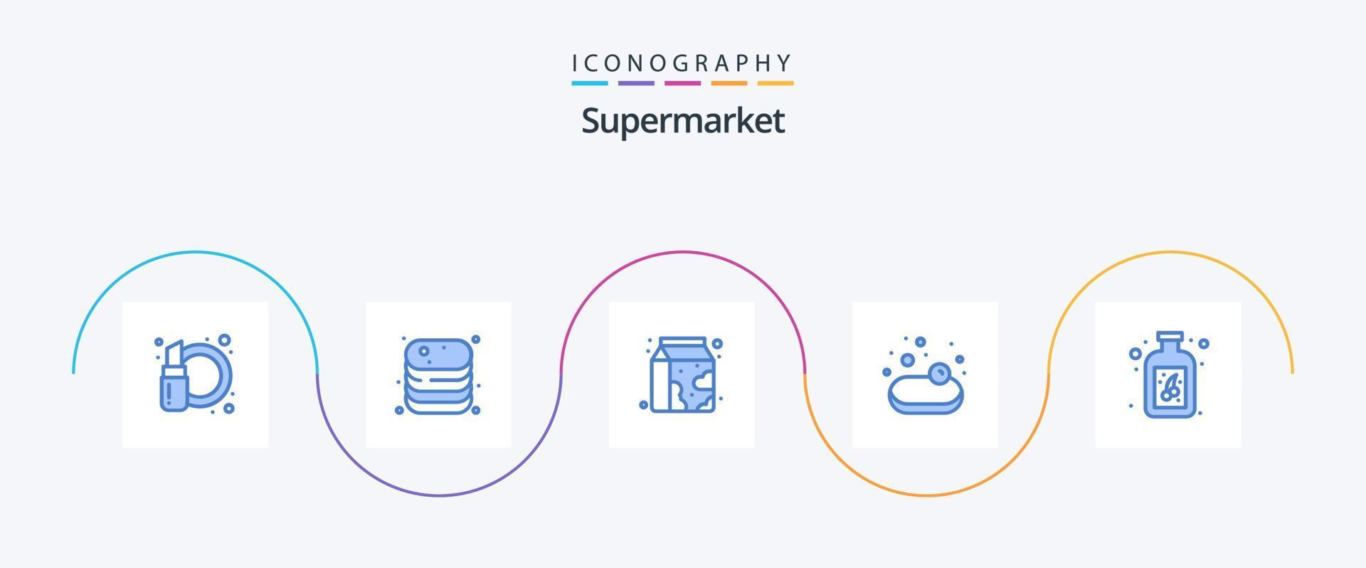 paquete de iconos azul 5 de supermercado que incluye fruta. supermercado. comercio. compras. supermercado vector