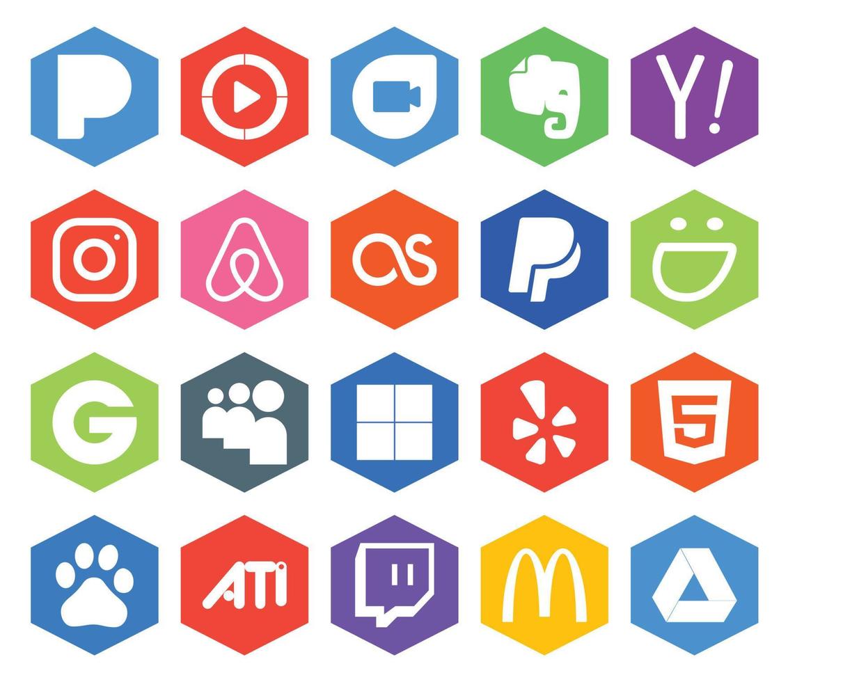 20 Social Media Icon Pack Including baidu yelp air bnb delicious groupon vector