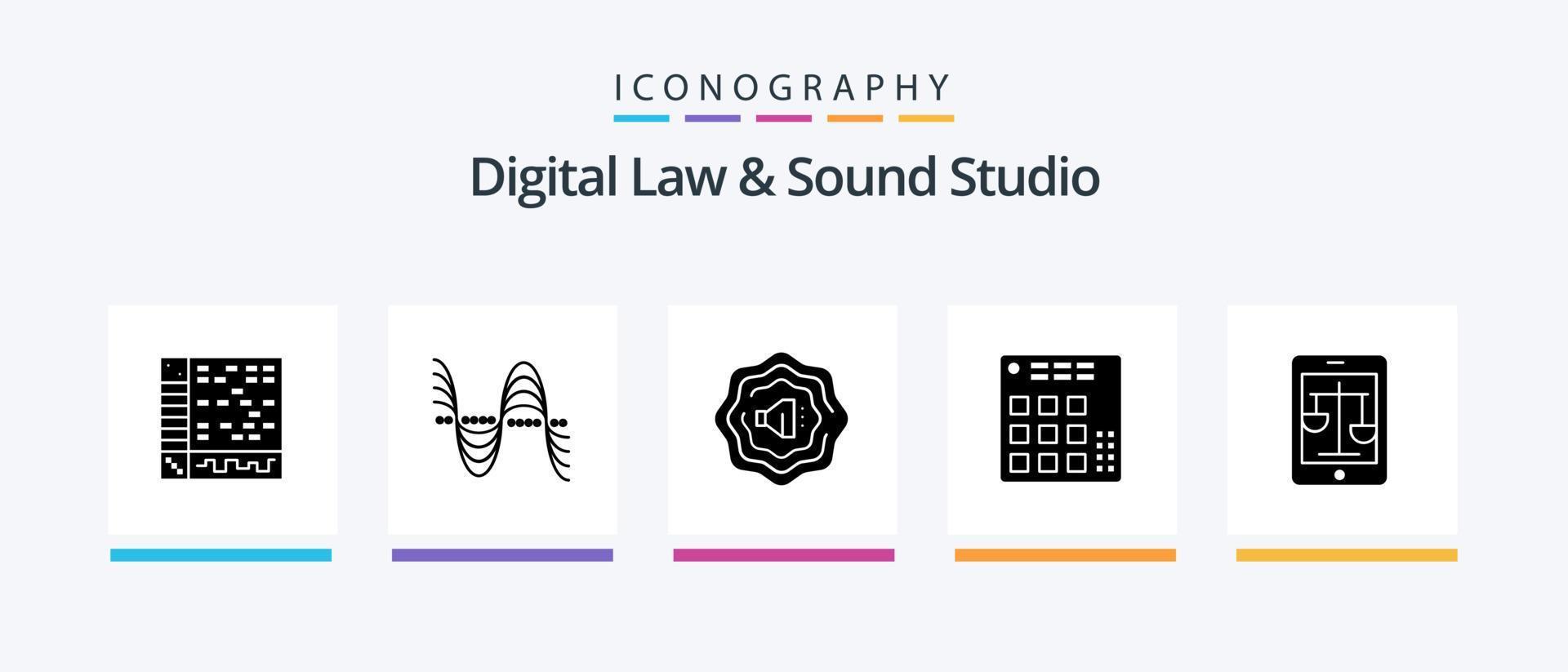 paquete de iconos de glifo 5 de estudio de derecho y sonido digital que incluye Internet. mezclador. presión. vivir. controlador. diseño de iconos creativos vector