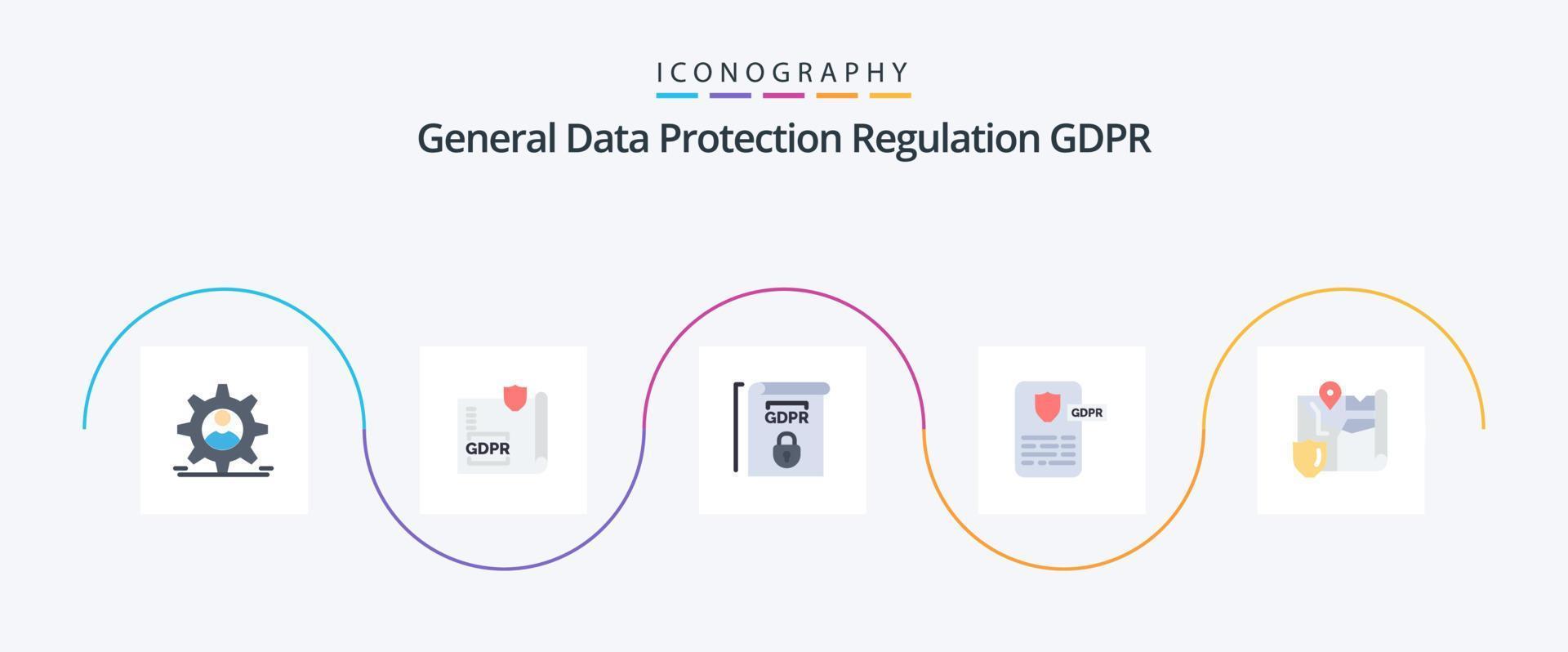 paquete de iconos gdpr flat 5 que incluye gdpr. gdpr. proteccion. diseño. términos vector