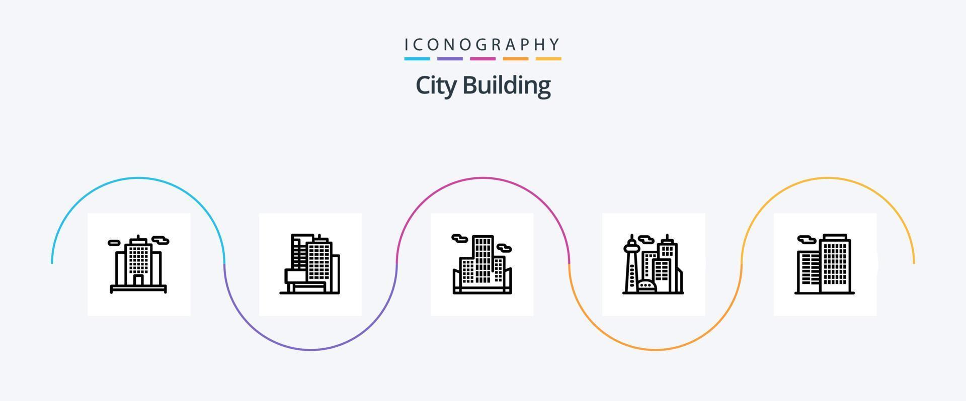 City Building Line 5 Icon Pack Including . landmark. house vector