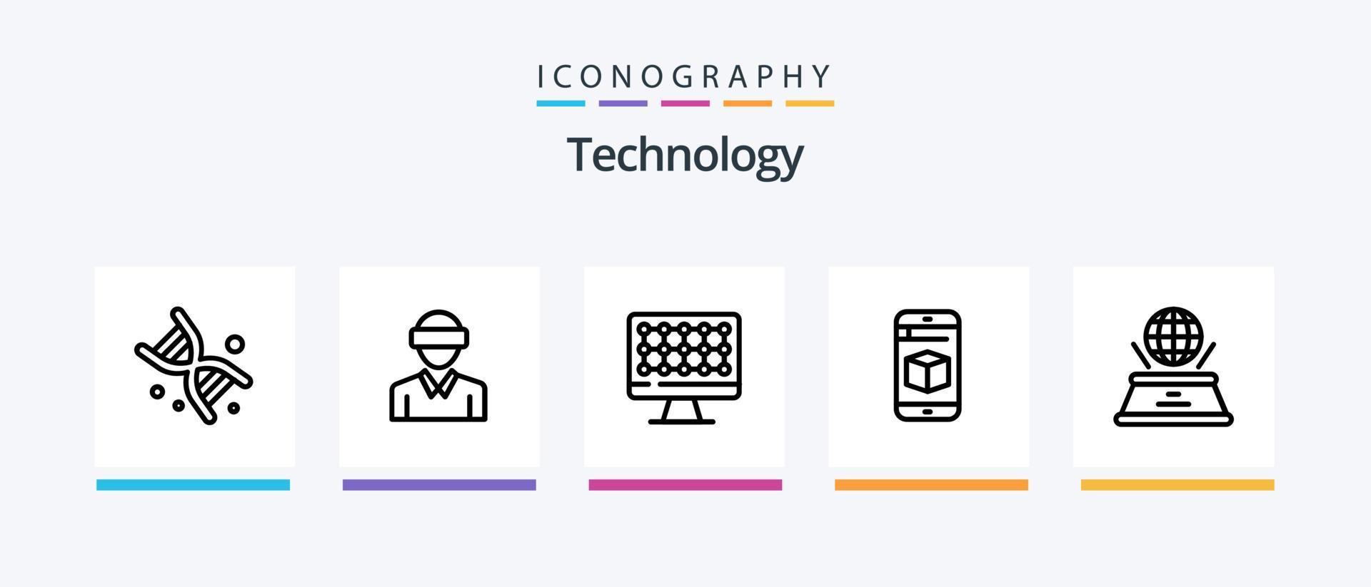 paquete de iconos de la línea de tecnología 5 que incluye gafas. informática. tecnología. computadora. tiempo. diseño de iconos creativos vector