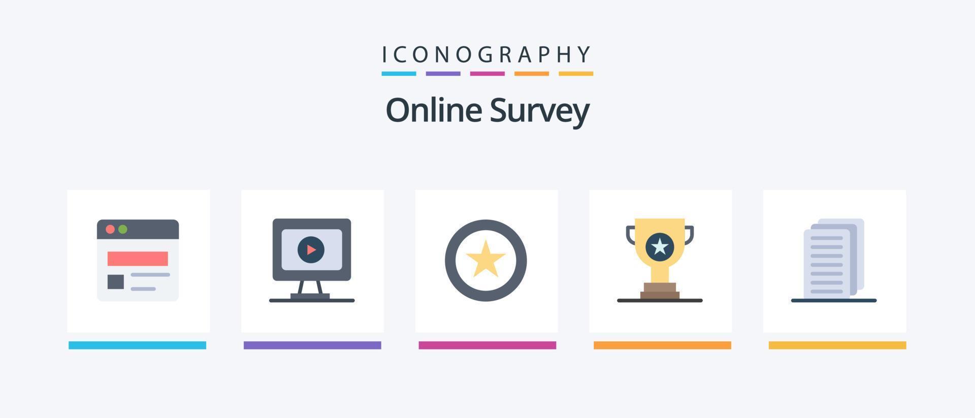 Online Survey Flat 5 Icon Pack Including . file. business. document. marketing. Creative Icons Design vector