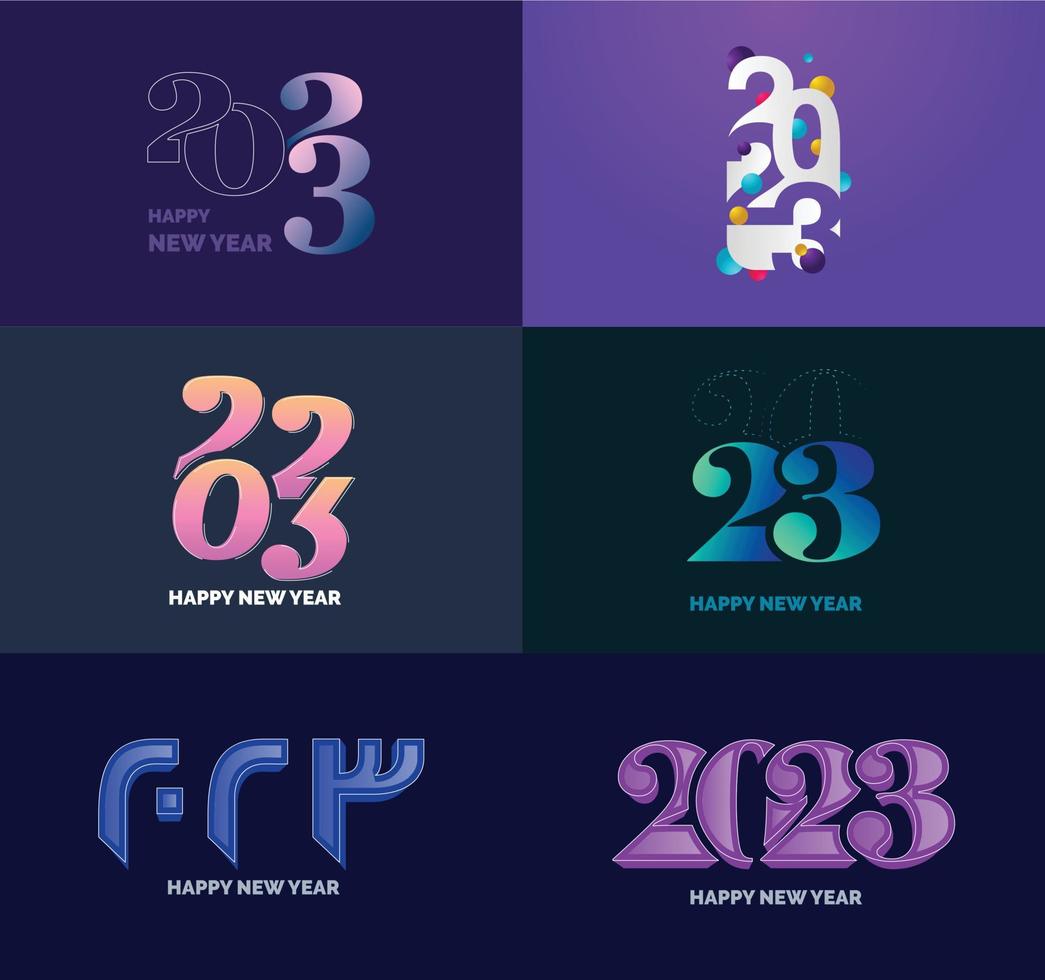 Big Collection of 2023 Happy New Year symbols Cover of business diary for 2023 with wishes vector