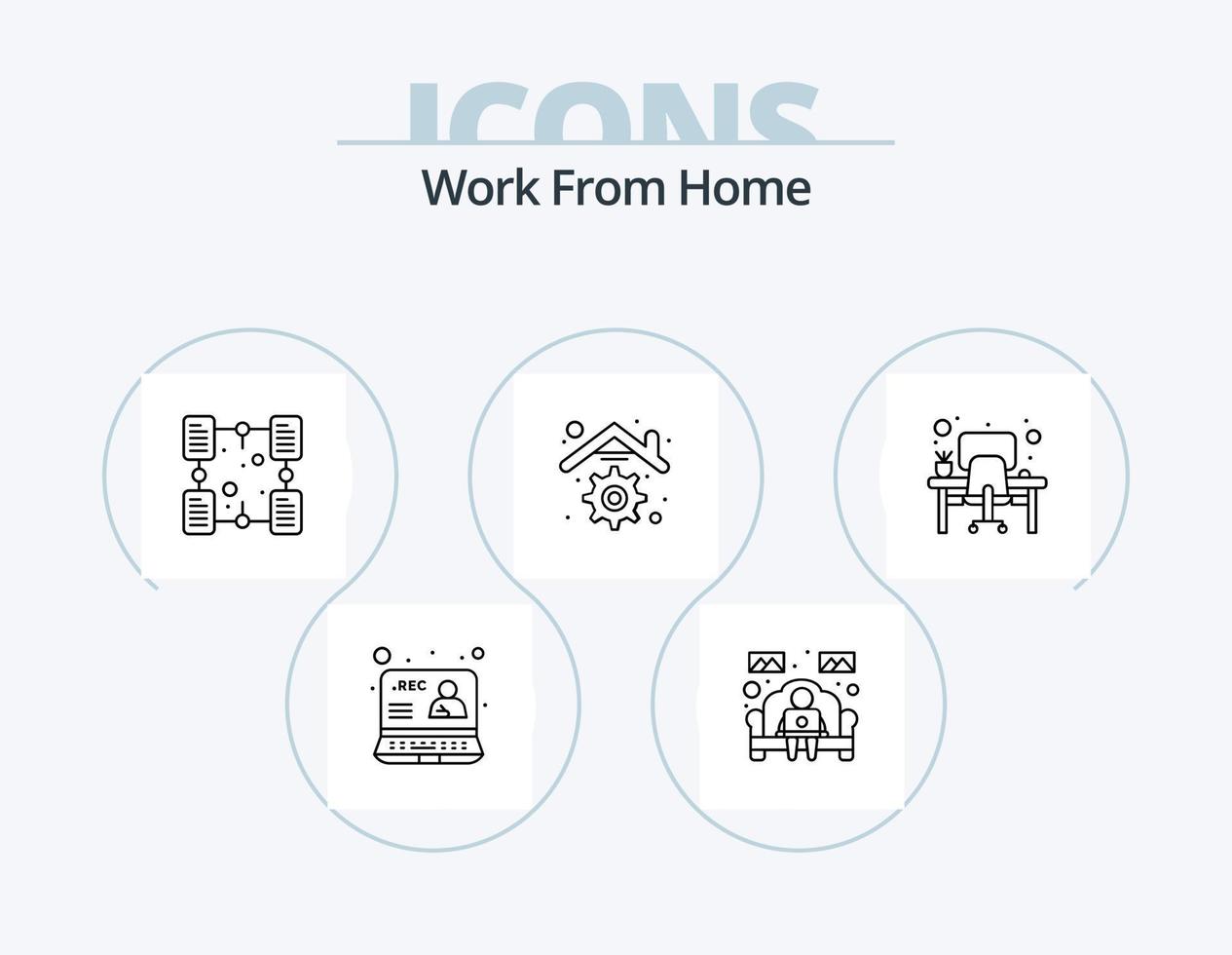 Work From Home Line Icon Pack 5 Icon Design. tutorial. online. web. internet. home work vector