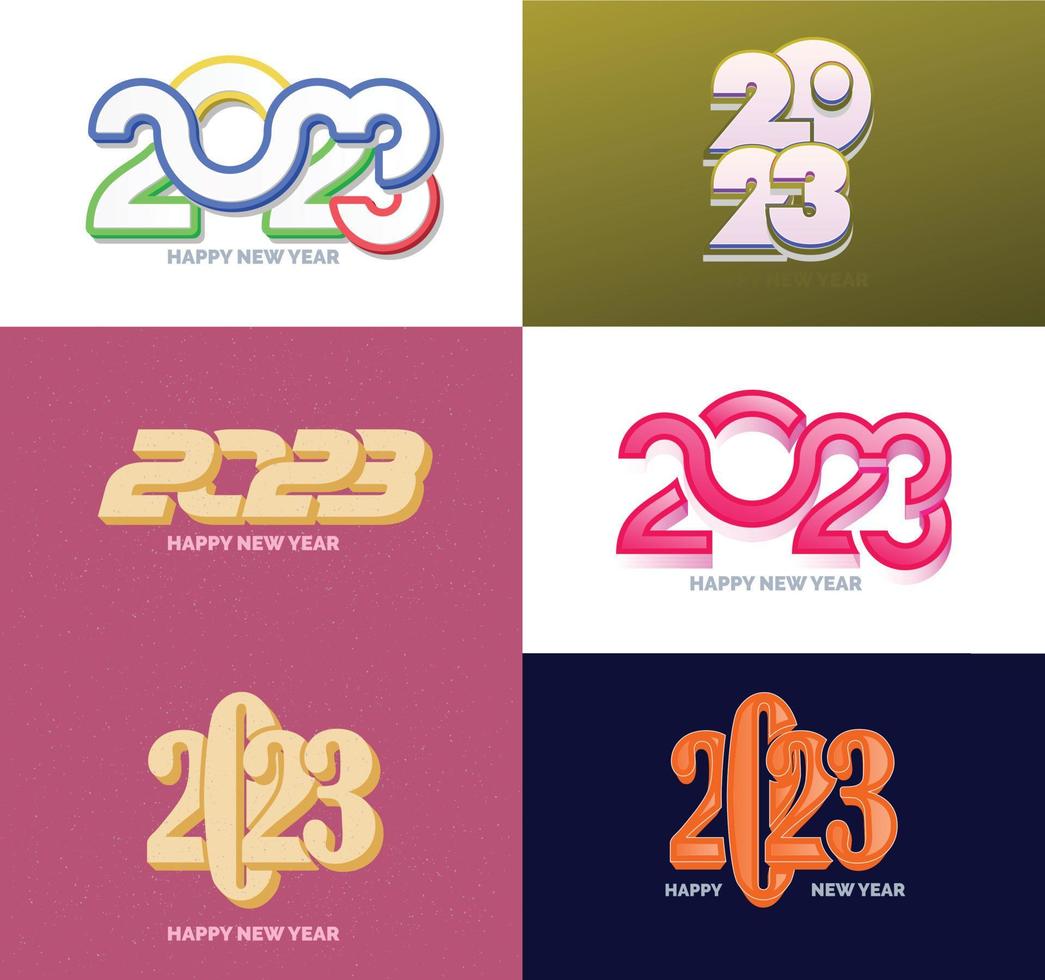 Big Collection of 2023 Happy New Year symbols Cover of business diary for 2023 with wishes vector