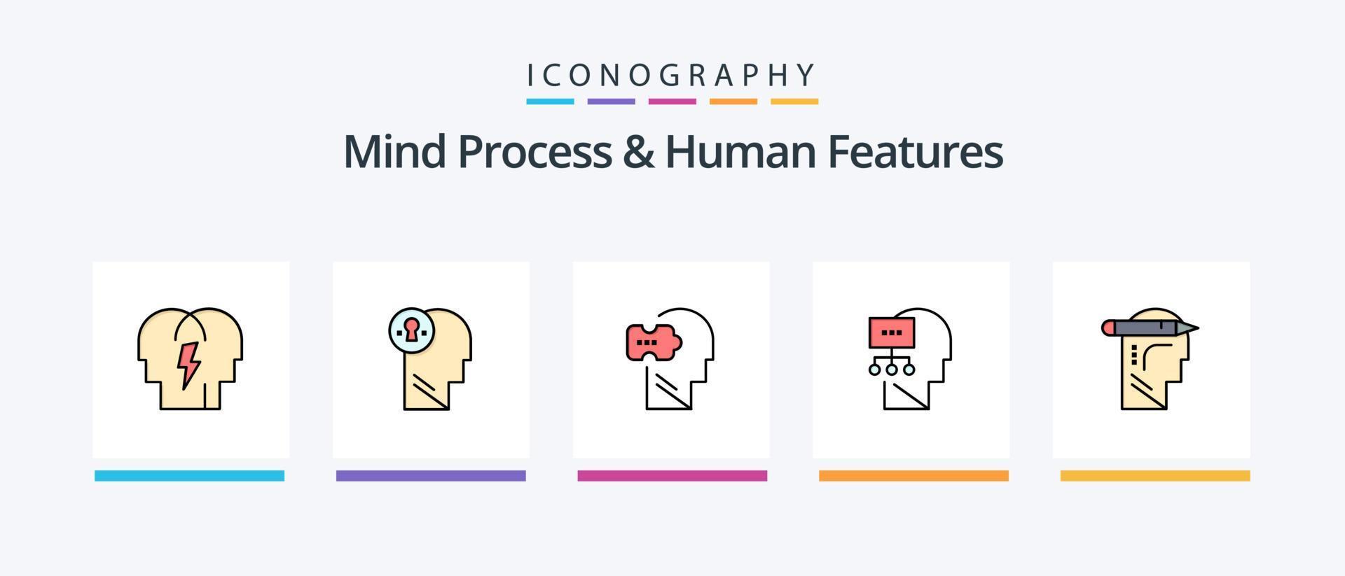 Mind Process And Human Features Line Filled 5 Icon Pack Including mind. eco mind. mental. eco. human. Creative Icons Design vector