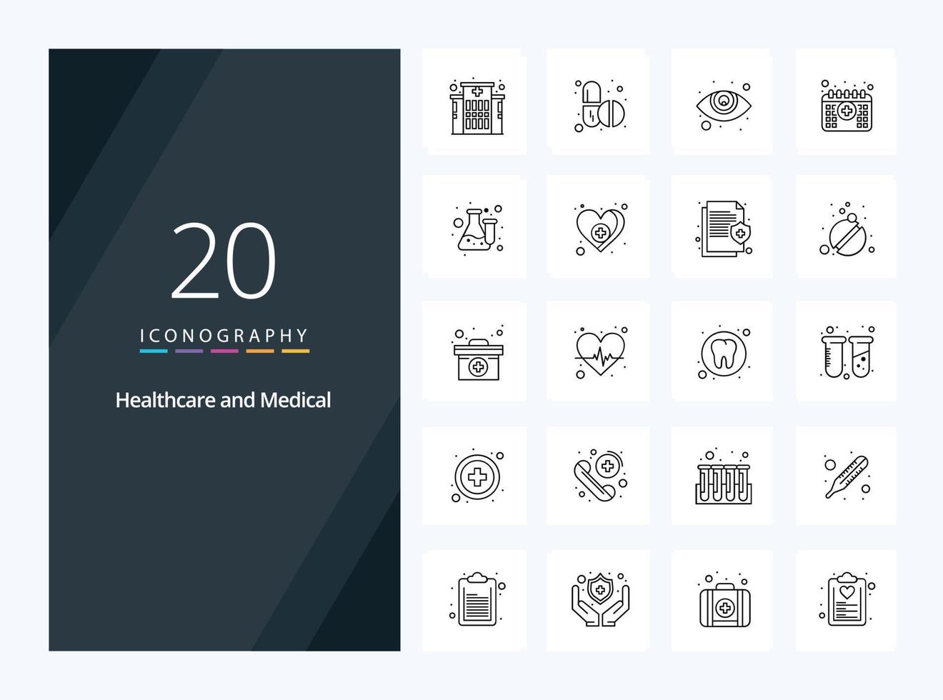 20 Medical Outline icon for presentation vector