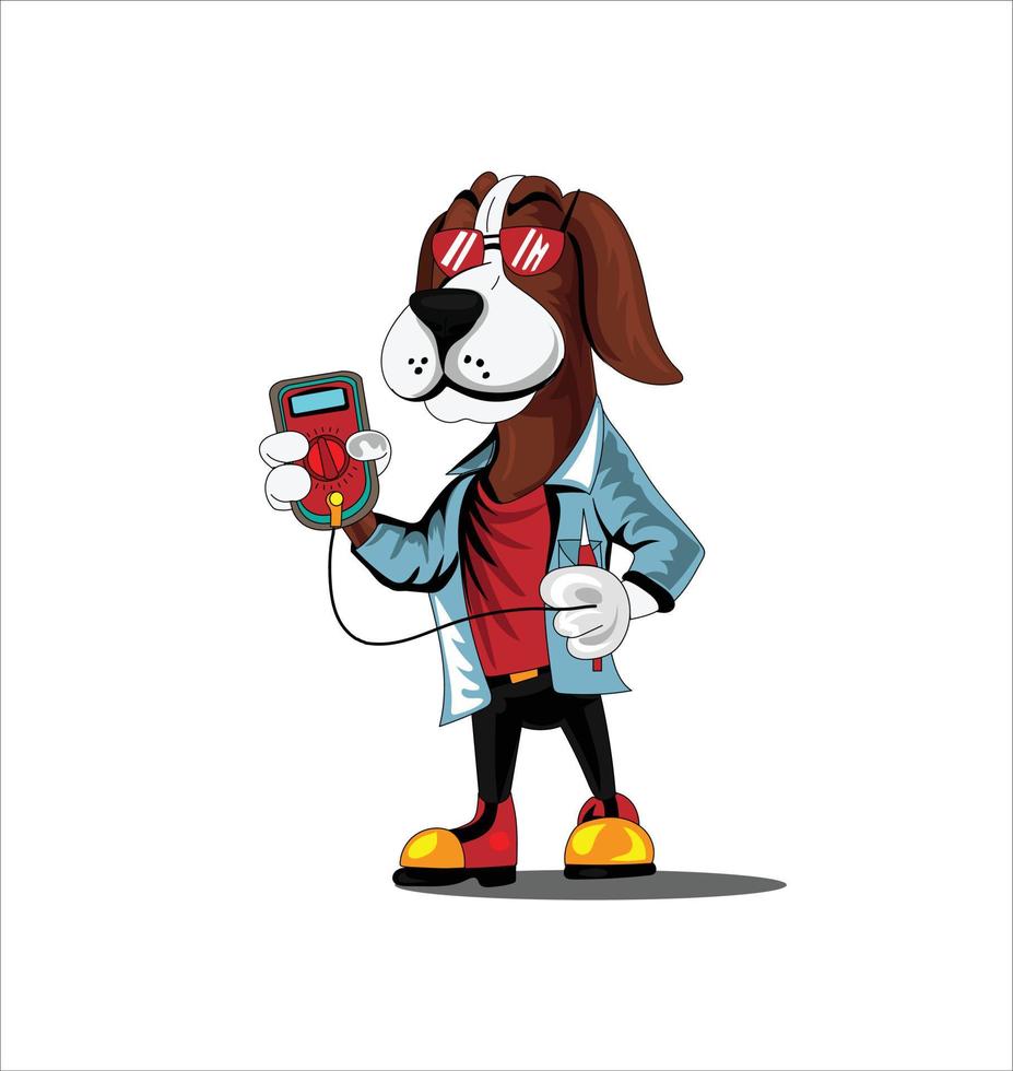 profesor doctor perro mascota dibujos animados ilustración vector