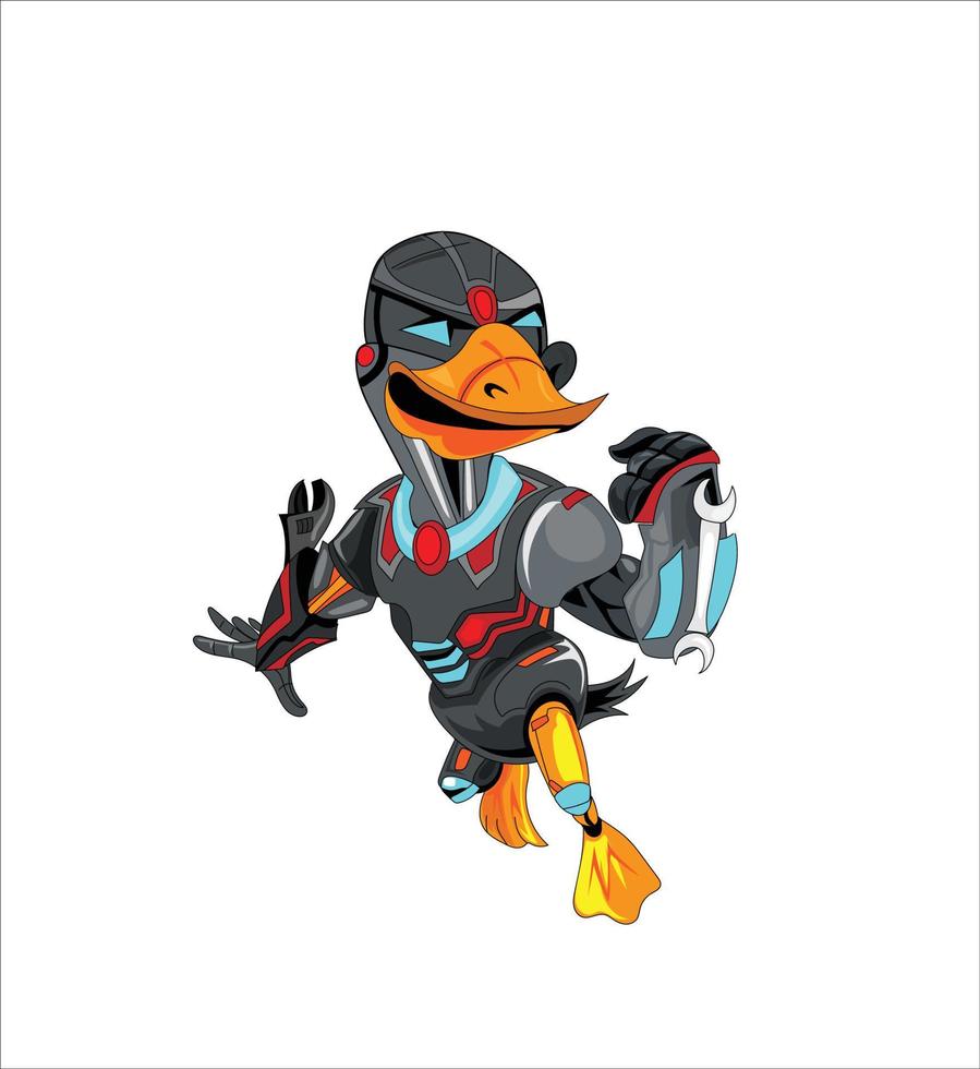 Robot duck mascot vector illustration on white background