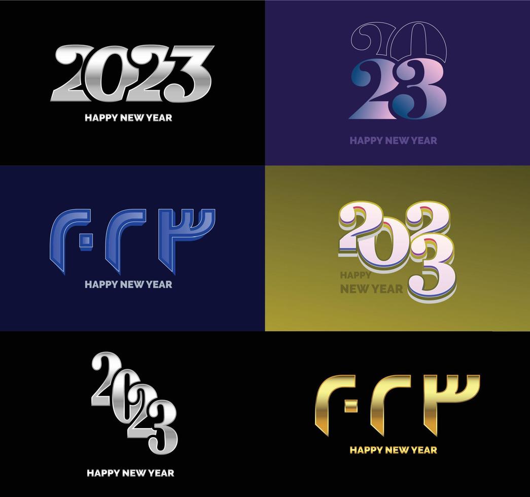 Big Collection of 2023 Happy New Year symbols Cover of business diary for 2023 with wishes vector