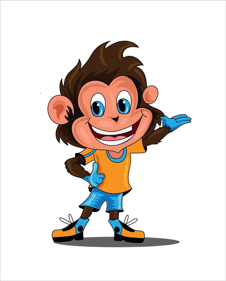 Cute monkey mascot cartoon vector illustration