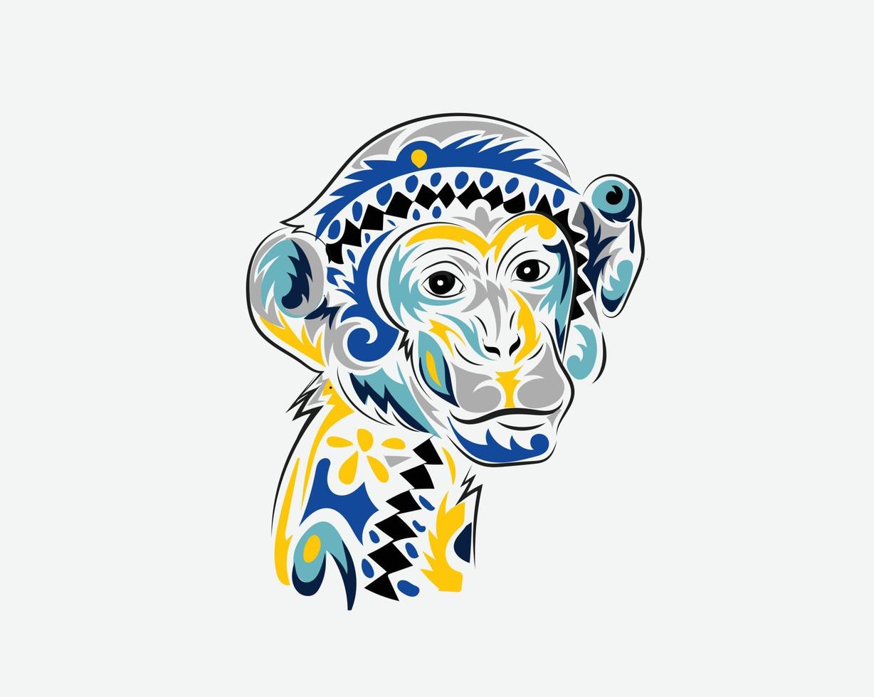 Doodling inside of monkey art vector