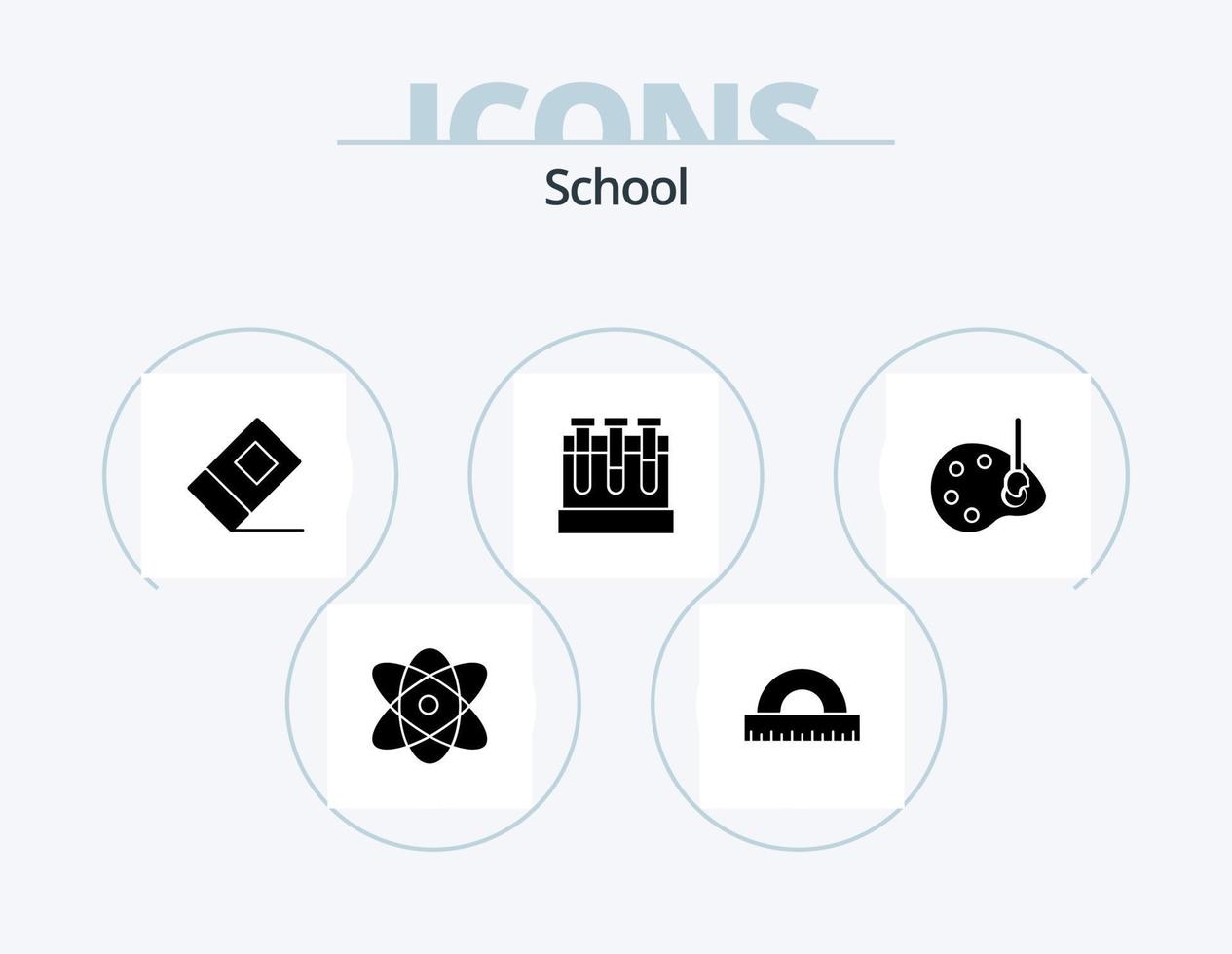 School Glyph Icon Pack 5 Icon Design. drawing. art. education. education. tubs vector