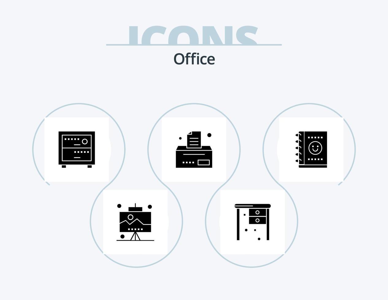 paquete de iconos de glifo de oficina 5 diseño de iconos. . oficina. cubierta. computadora portátil. negocio vector