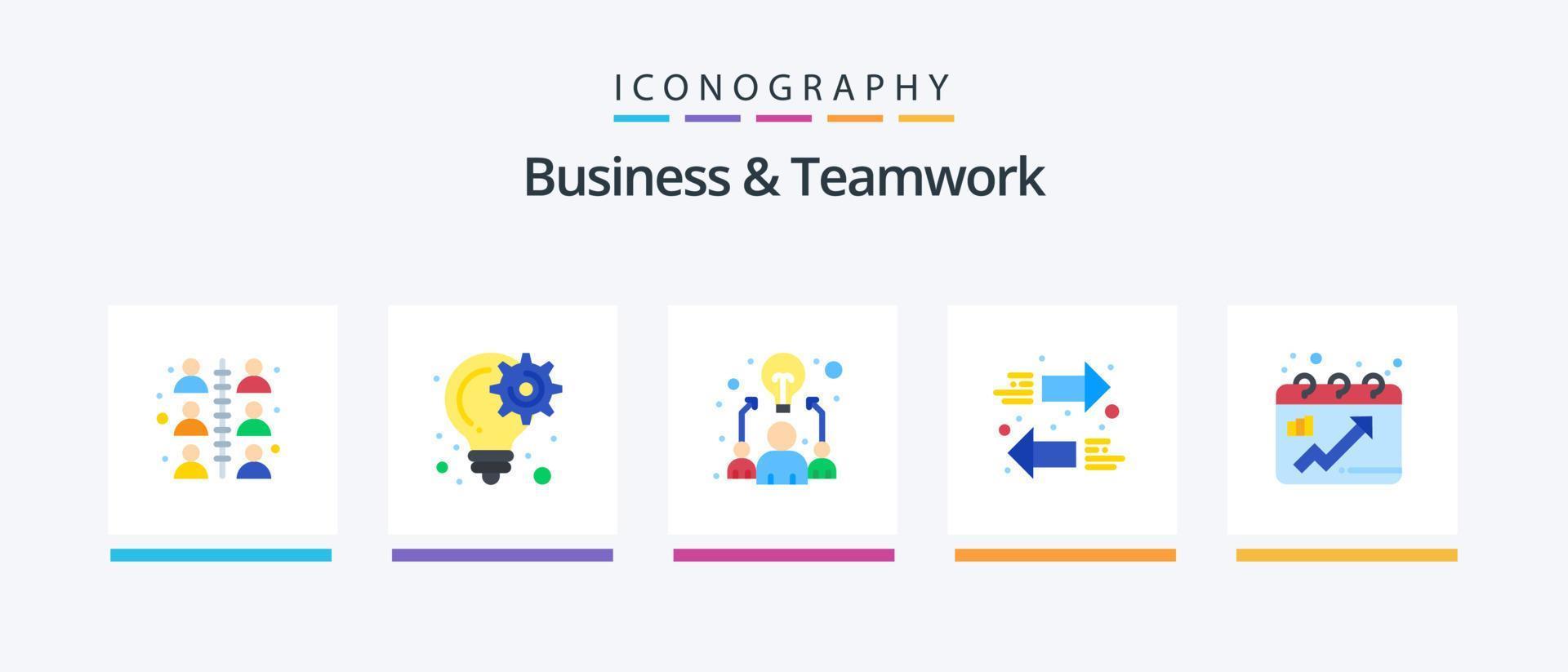 Business And Teamwork Flat 5 Icon Pack Including chart. exchange. project. arrows. work. Creative Icons Design vector