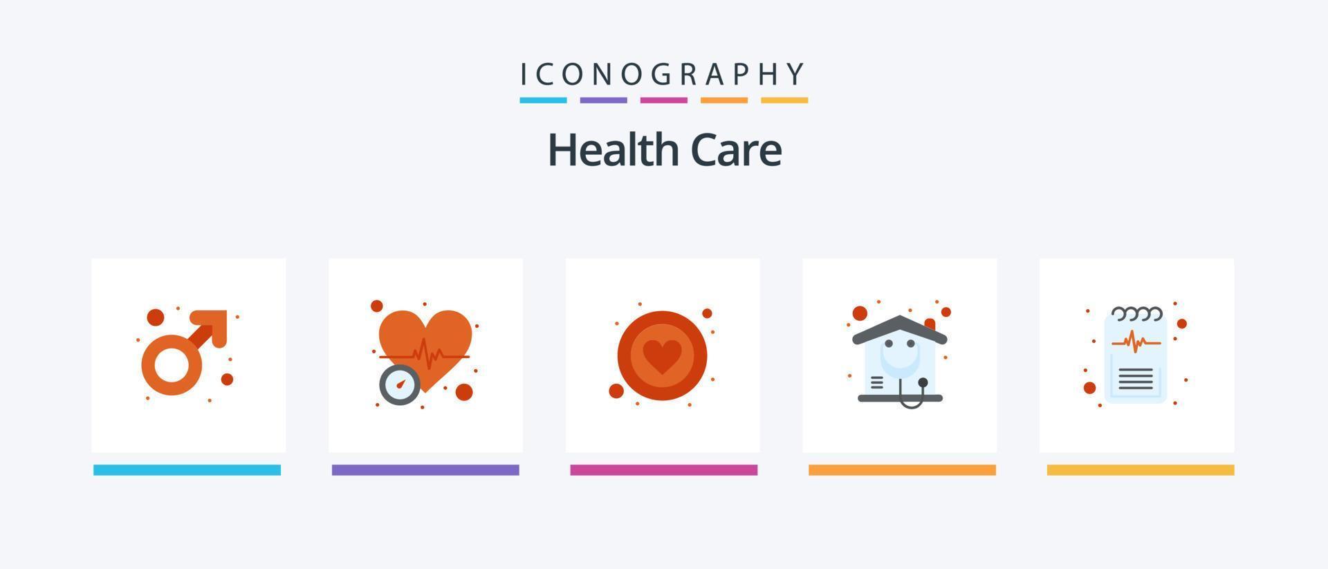 paquete de iconos de 5 planos de atención médica que incluye salud. cuidado. asilo de ancianos. hogar. diseño de iconos creativos vector