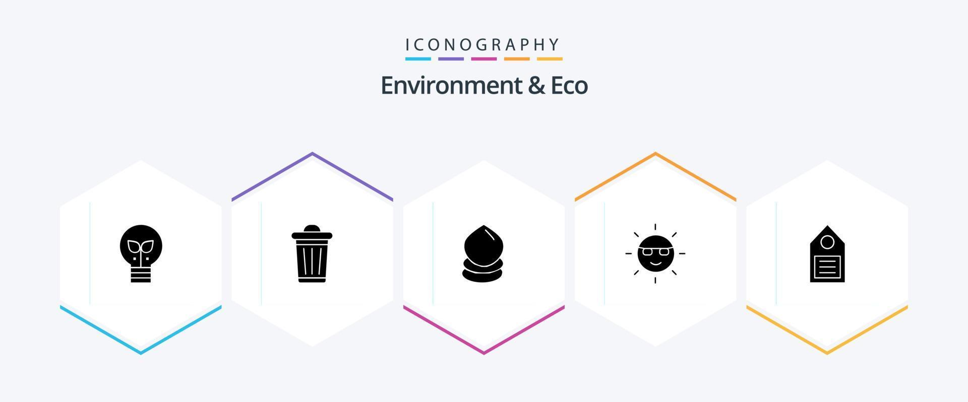 Environment And Eco 25 Glyph icon pack including eco. nature. drop. green. ecology vector