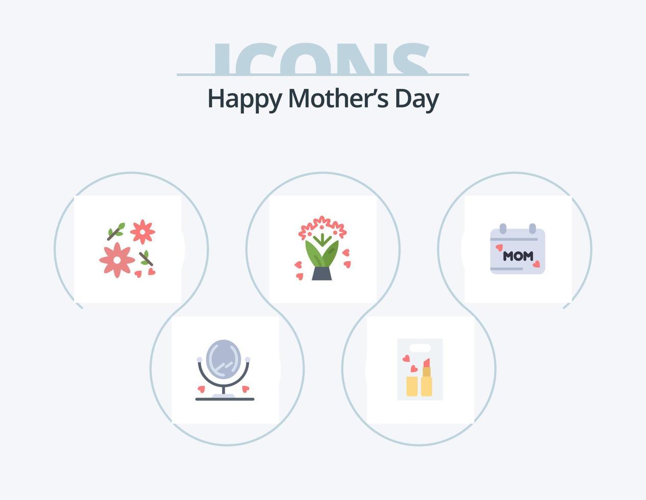 feliz día de la madre paquete de iconos planos 5 diseño de iconos. . flor. . mamá vector