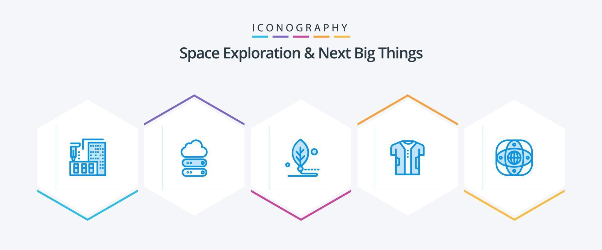 Space Exploration And Next Big Things 25 Blue icon pack including electronic. clothing. storage. cloth. leaf vector