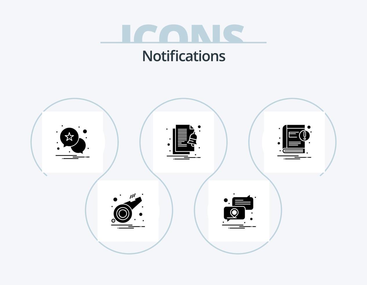 Notifications Glyph Icon Pack 5 Icon Design. notice. book. notification. notify. file vector