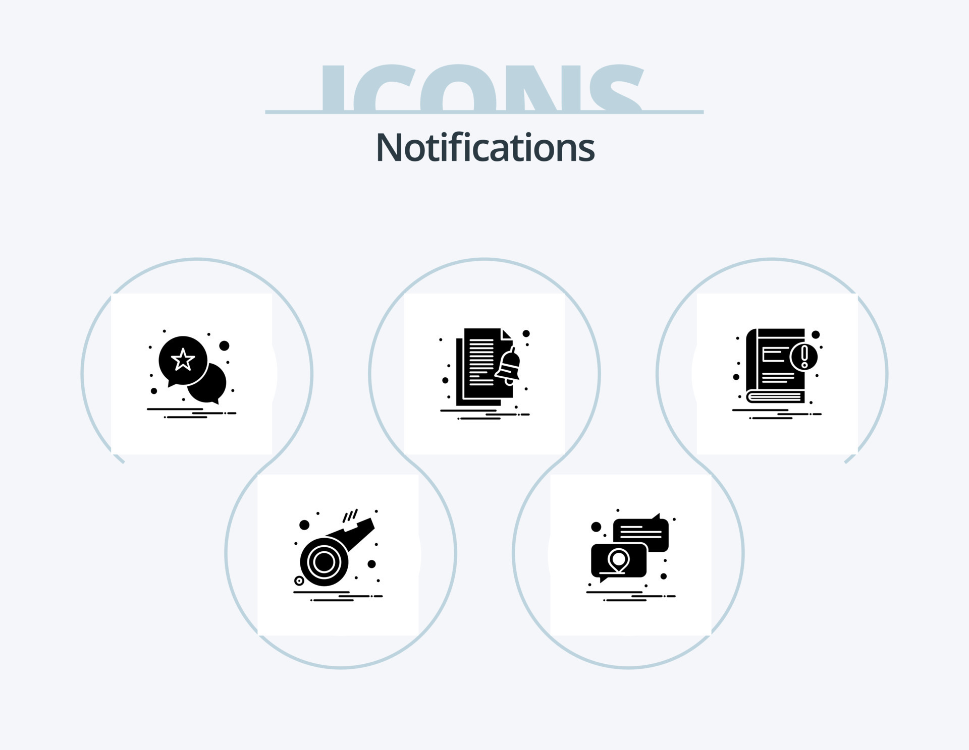 Notifications Glyph Icon Pack 5 Icon Design. notice. book. notification