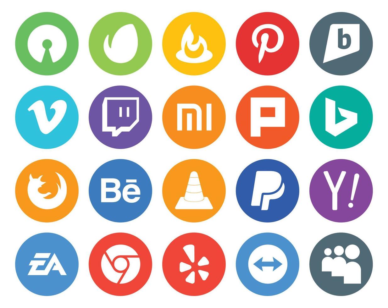 20 Social Media Icon Pack Including paypal media xiaomi vlc browser vector