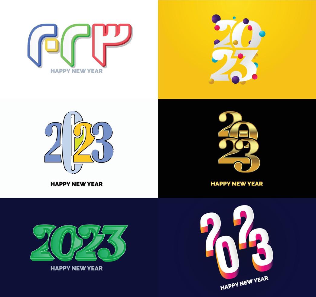 Big Collection of 2023 Happy New Year symbols Cover of business diary for 2023 with wishes vector